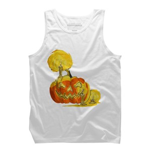 Men's Design By Humans Halloween Pumpkin with Candle and Evil Smile By wubbadub Tank Top - 1 of 2