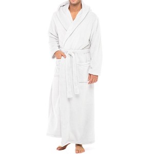ADR Men's Robe, Plush Fleece Hooded Bathrobe Man, Long Warm Cozy Bath Robe Man - 1 of 4