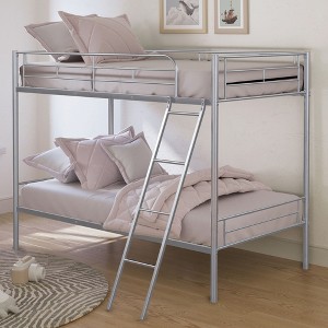 Twin Over Twin Metal Bunk Bed with Ladder for Bedroom - 1 of 4