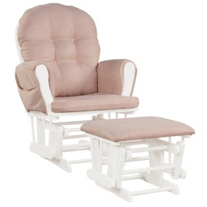 Infans Glider and Ottoman Cushion Set Wood Baby Nursery Rocking Chair Pink - 1 of 4