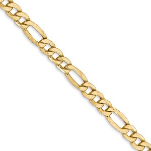 Black Bow Jewelry Men's 5.75mm, 14k Yellow Gold, Hollow Figaro Chain Necklace - 1 of 4