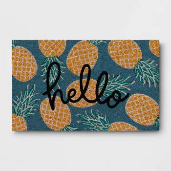 1'6"x2'6" 'Hello Pineapple' Coir Doormat Blue - Sun Squad™