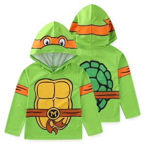 Nickelodeon Teenage Mutant Ninja Turtles TMNT Michelangelo Boys Long Sleeve Hooded Shirt for Big Kids - 1 of 4