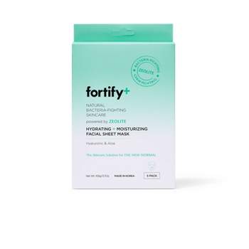 Fortify+ Natural Germ Fighting Skincare Hydrating & Protecting Facial Sheet Mask - 5pk