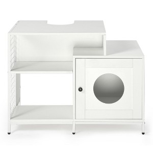 Lirago White Cat Litter Box Enclosure 34.5x21.3x26"-Bathroom Hidden Washroom Cabinet for Large Cats - 1 of 4