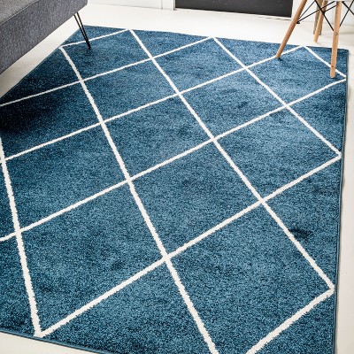 Cole Minimalist Diamond Trellis Round Area Rug - JONATHAN Y