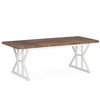 Lirago,Farmhouse Dining Table - Vintage Brown Top, White Trestle Base, Rustic Dining for 6 People - 3 of 4