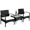 Costway 3 PCS Furniture Set Table & 2 Chair Patio Wicker Rattan W/Cushion - image 3 of 4