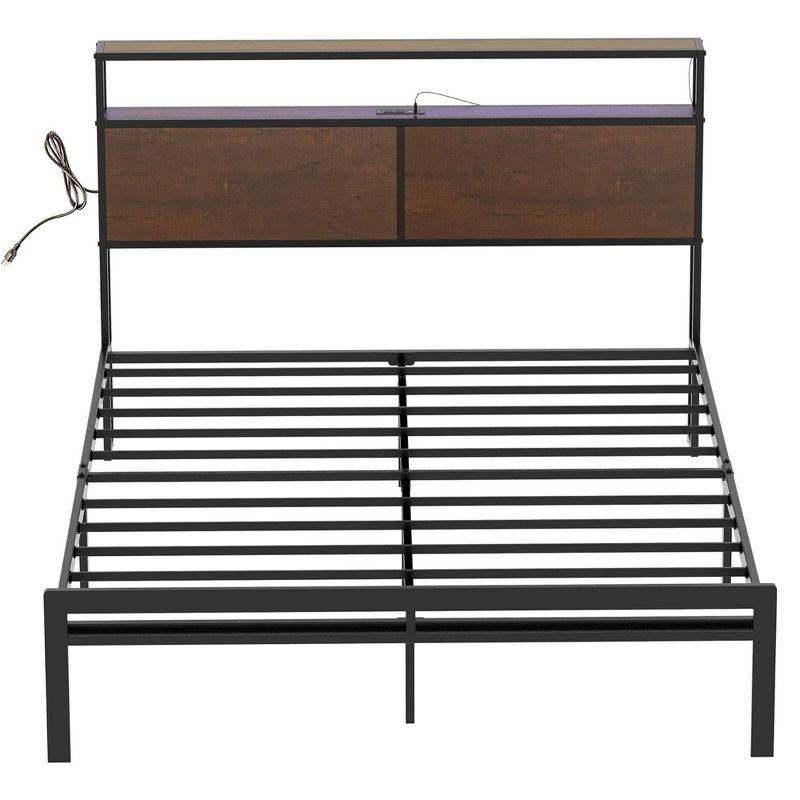 HAUSOURCE Queen Bed Frame with Storage Headboard Metal Platform Bed with Rubberized Stopper,  Noise Free Design and Large Storage Space for Bedroom, 1 of 7