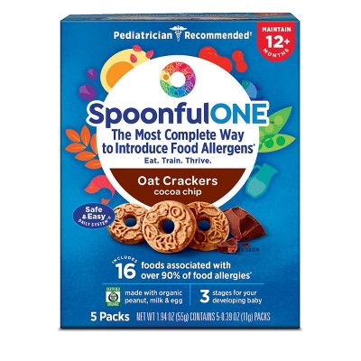 SpoonfulONE Early Allergen Introduction Oat Crackers Cocoa Chip Baby Snacks - 5pk/1.94oz