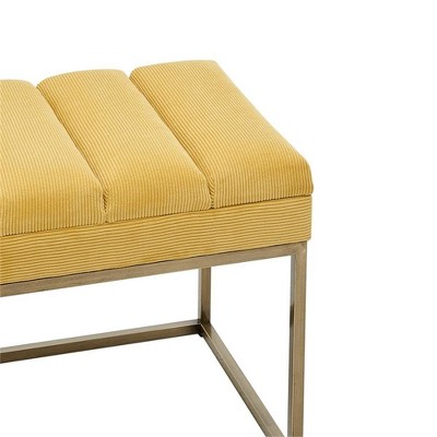 Darius 48'' Montello Yellow Polyester Bench with Brushed Gold Steel Base