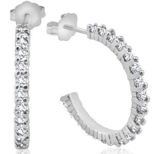 Pompeii3 1 1/2ct Diamond Hoops 14K White Gold - 1 of 4