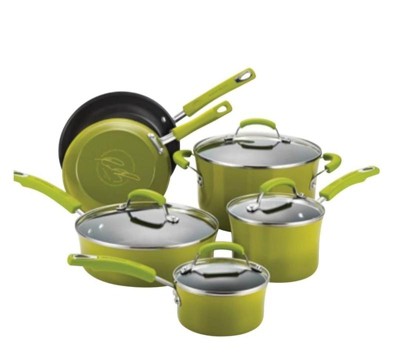 Rachael Ray Create Delicious 10pc Hard Anodized Cookware Set With Light  Blue Handles : Target