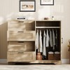 Garvee 43.3'' H Armoire Wardrobe Closet with 4 Drawers and 2 Doors, Hanging Rod, Multifunctional Wooden Dresser with Storage Closet - 2 of 4