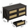 WOWLIVE Wood Coffee Table with 4 Drawers for Living Room, Central Table with Rattan Design - 2 of 4