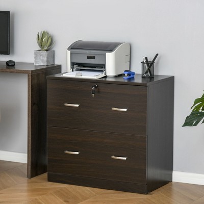Walnut 2-Drawer Lockable Vertical File Cabinet