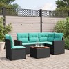 vidaXL 6 Piece Patio Sofa Set with Cushions Black Poly Rattan - 2 of 4