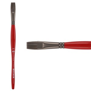 Borciani e Bonazzi Unico Silver Synthetic Series 811 Paint Brush, Flat 14 - Medium Handle Paintbrush Handcrafted in Italy, Cruelty-Free, Acrylic, Oil, - 1 of 4