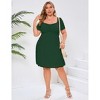 Coolmee Women's Plus Size Summer Mini Dress Square Neck Short Sleeve  A Line Short Sundress - 2 of 3