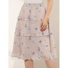 Allegra K Women's Floral Print Smocked Elastic Waist Midi Flowy Tiered Ruffle Skirt - 2 of 4