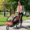 Aosom Elite 360 Swivel Bike Trailer for Kids Double Child Two-Wheel Bicycle Cargo Trailer With 2 Security Harnesses, Orange - 2 of 4