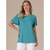 INSPIRE CHIC Women's Summer Short Sleeve V Neck Dressy Casual Tunic Tops Shirts - 4 of 4