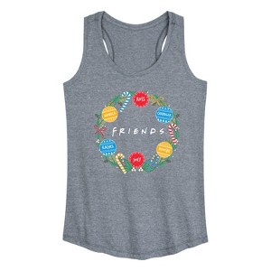 Women's Friends Wreath Graphic Racerback Tank - Heather Grey - Medium - 1 of 4