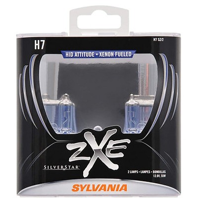 Sylvania H7SZ.PB2 High Performance SilverStar zXe H7 Halogen Fog Headlight Bulb HID Attitude and Xenon Fueled, White (2 Pack)