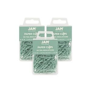 JAM Paper Colored Standard Paper Clips Small 1 Inch Teal Paperclips 21832064B - 1 of 4