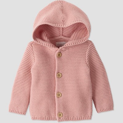 little Planet By Carter's Baby Girls' Organic Cotton Hooded Sweater - Pink NB