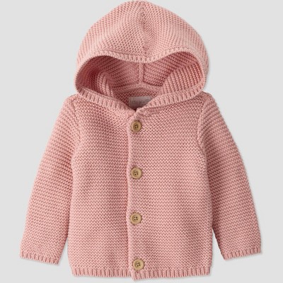 Image of Baby Girls' Organic Cotton Hooded Sweater - little planet by carter's Pink NB