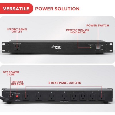 Black 1U Rackmount Power Conditioner with Surge Protection