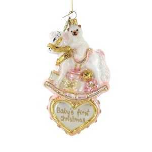 Huras Babys First Christmas  -  I Glass Ornament 6.00 Inches -  Ornament Rocking Horse 1St  -   -  Glass  -  Multicolored - 1 of 3