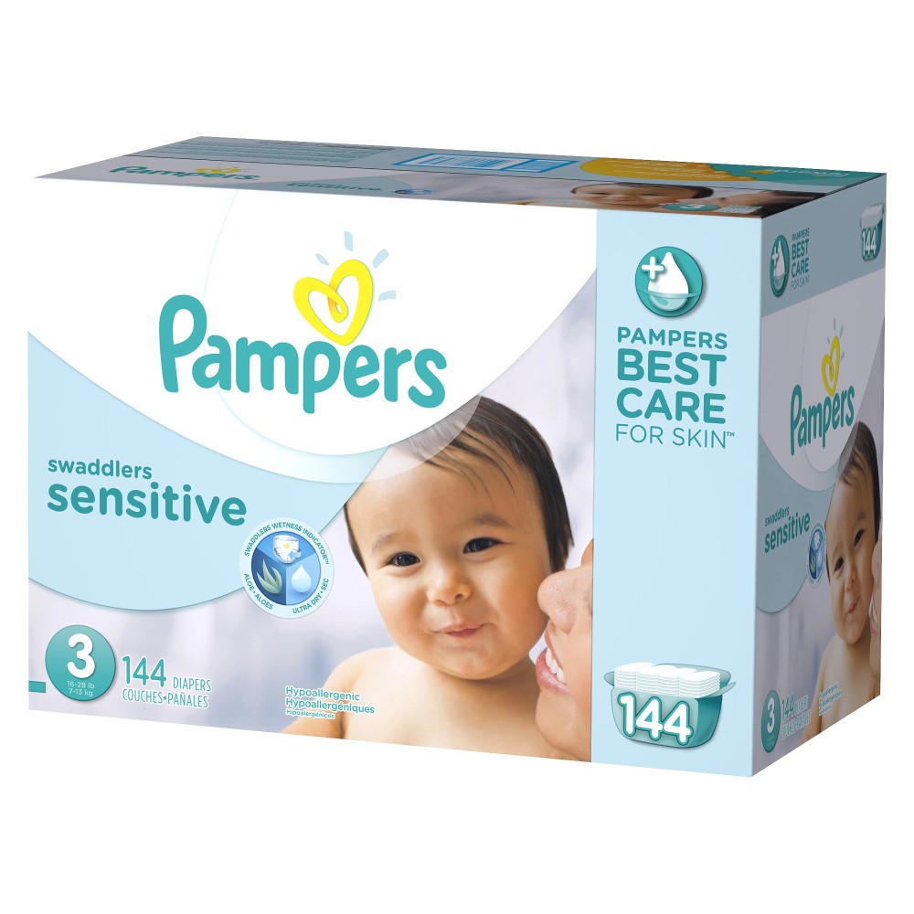 UPC 037000866275 product image for Pampers Swaddlers Sensitive Diapers Economy Plus Pack Size 3 (144 Count) | upcitemdb.com