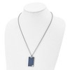 Black Bow Jewelry Stainless Steel & Blue Carbon Fiber Inlay Dog Tag Necklace, 22 Inch - 2 of 4
