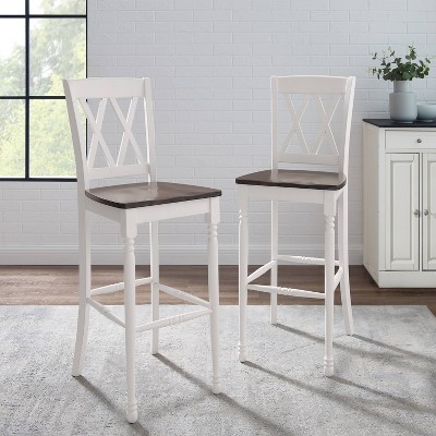 Shelby 47.5" White Wood Double X Bar Stool Set