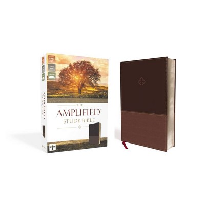 Amplified Study Bible, Imitation Leather, Brown - by  Zondervan (Leather Bound)