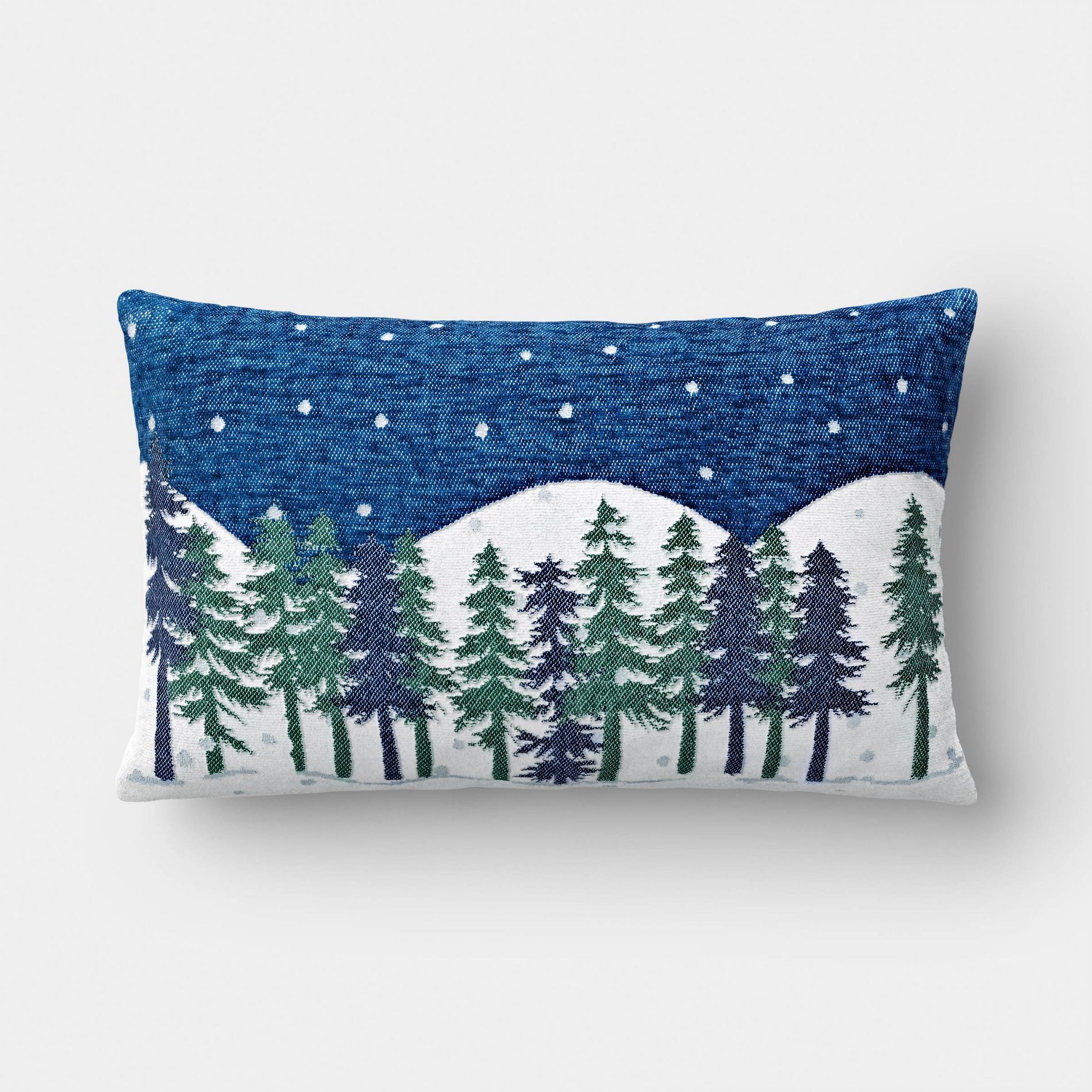 Lumbar Trees Throw Pillow Blue/Green/Ivory - Room Essentials™
