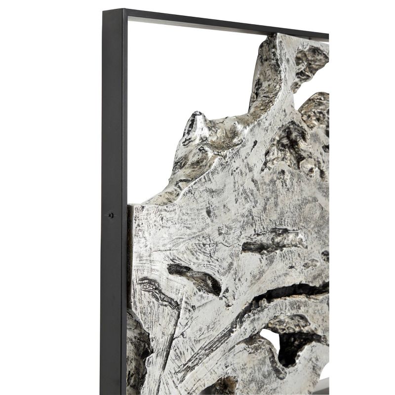 Magnesium Oxide Abstract Handmade Live Edge Wall Decor with Black Frame Silver - Olivia &#38; May, 2 of 7