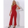 Allegra K Women's One-Shoulder Dressy Sleeveless Belt Wide Leg Rompers - 4 of 4