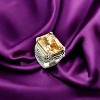 Slickblue Champagne CZ Brass Ring with Rhodium Finish - Oblong Solitaire Design, Women's Jewelry, Size 5-10 - 3 of 3
