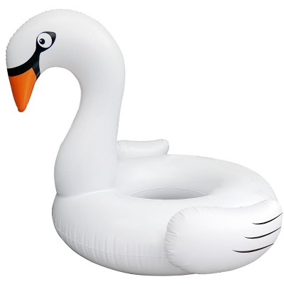 Pool Central 53.5" Inflatable White Swan Swimming Pool Ring Float