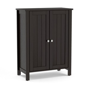 Tangkula Bathroom Storage Cabinet Floor Storage Freestanding Organizer Cabinet Black/Gray/Brown - 1 of 4