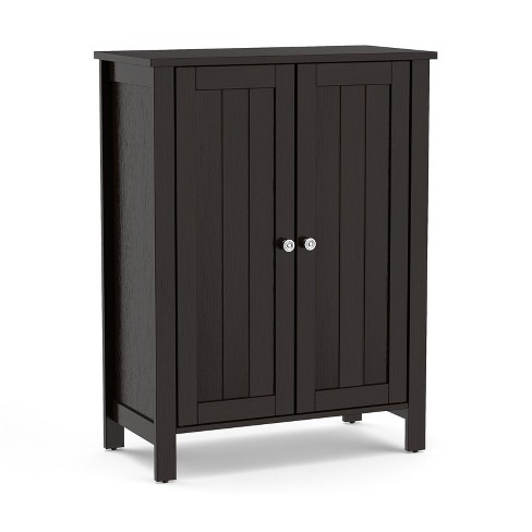 Costway Bathroom Floor Cabinet Storage Organizer Free-Standing w/ Drawer Brown