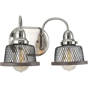 Progress Lighting Tilley 2-Light Bath & Vanity in Brushed Nickel with Metal Mesh Shades - 1 of 4