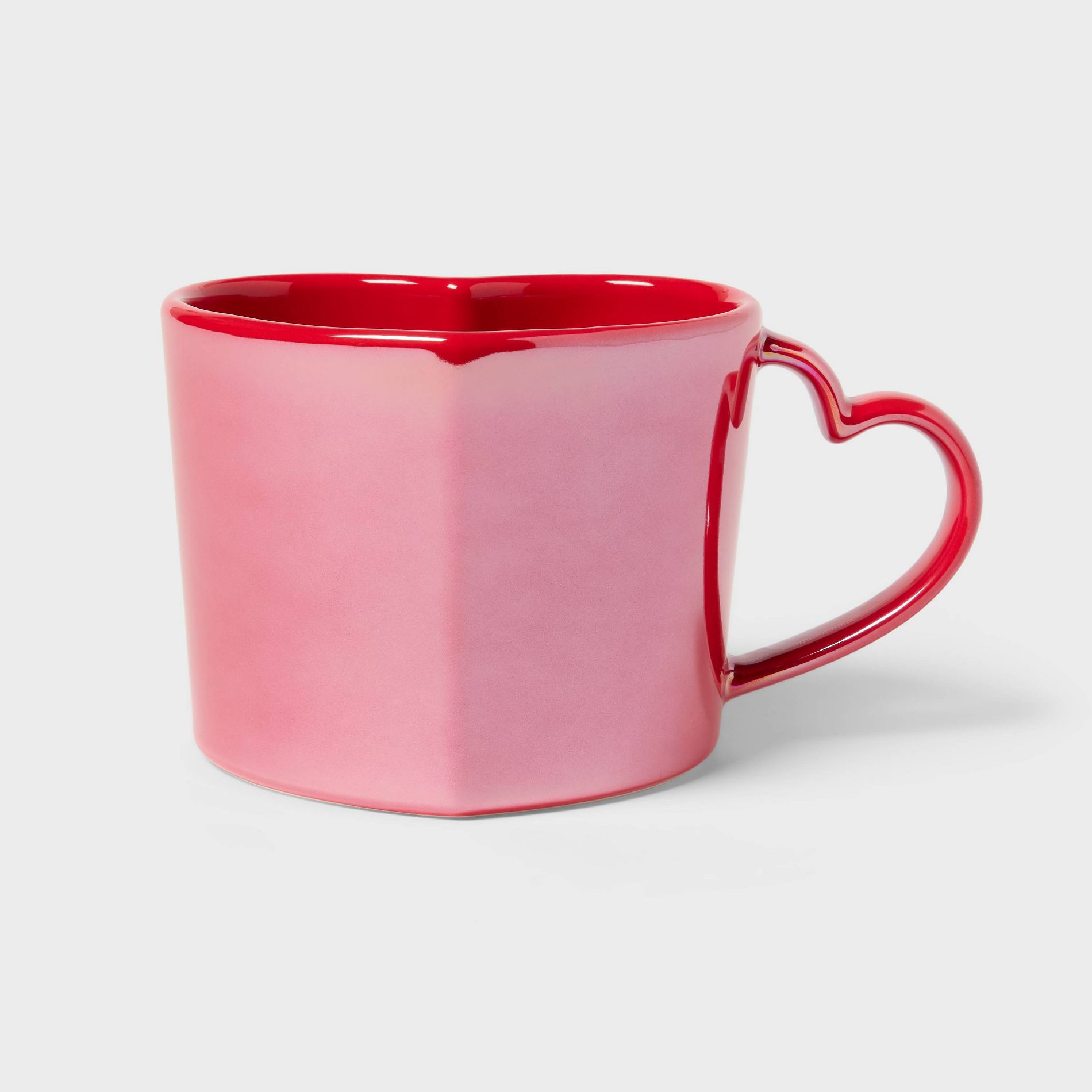 15 oz Stoneware Heart Handle Mug Red - Spritz™