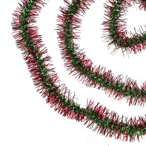 Northlight 50' x 3" Unlit Shiny Red/Green Spiral Center Tinsel Christmas Garland - 1 of 3
