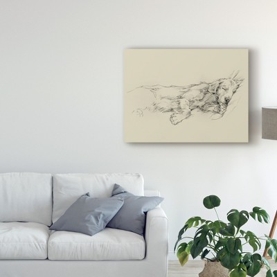 Dog Days III Beige and Gray Canvas Art Print