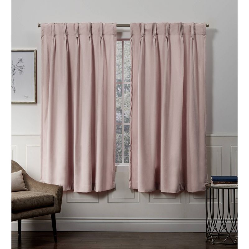 Set Of 2 Velvet Pinch Pleated Light Filtering Window Curtain Panels - Exclusive Home, 1 of 10