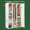 Costway Portable Closet Clothes Modern Foldable Armoire Wardrobe Closet with 10 Cubes Hanging Rods - 3 of 4